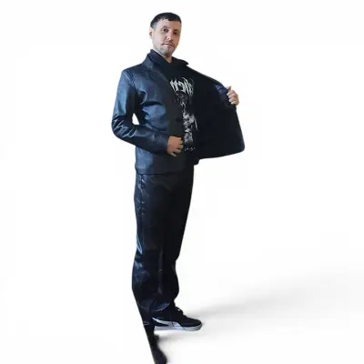 Chaqueta de cuero negra - miniatura 1