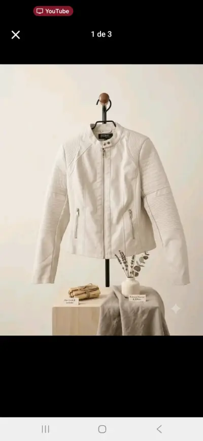Chaqueta de cuero blanca para mujer - miniatura 1