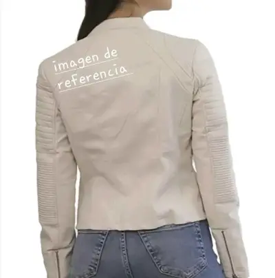 Chaqueta de cuero blanca para mujer - miniatura 2