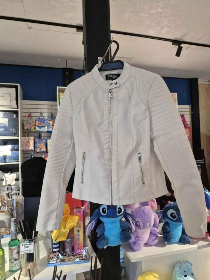 Chaqueta de cuero blanca para mujer - 4