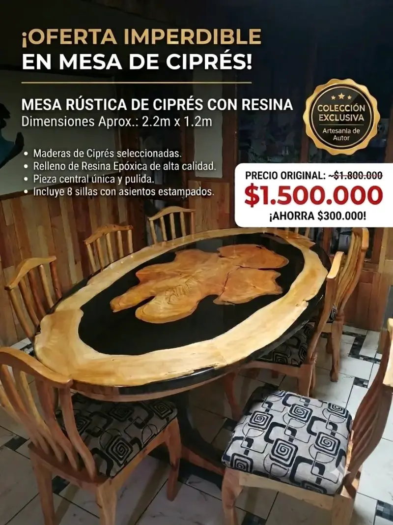 Mesa de comedor ovalada de madera y resina - 3