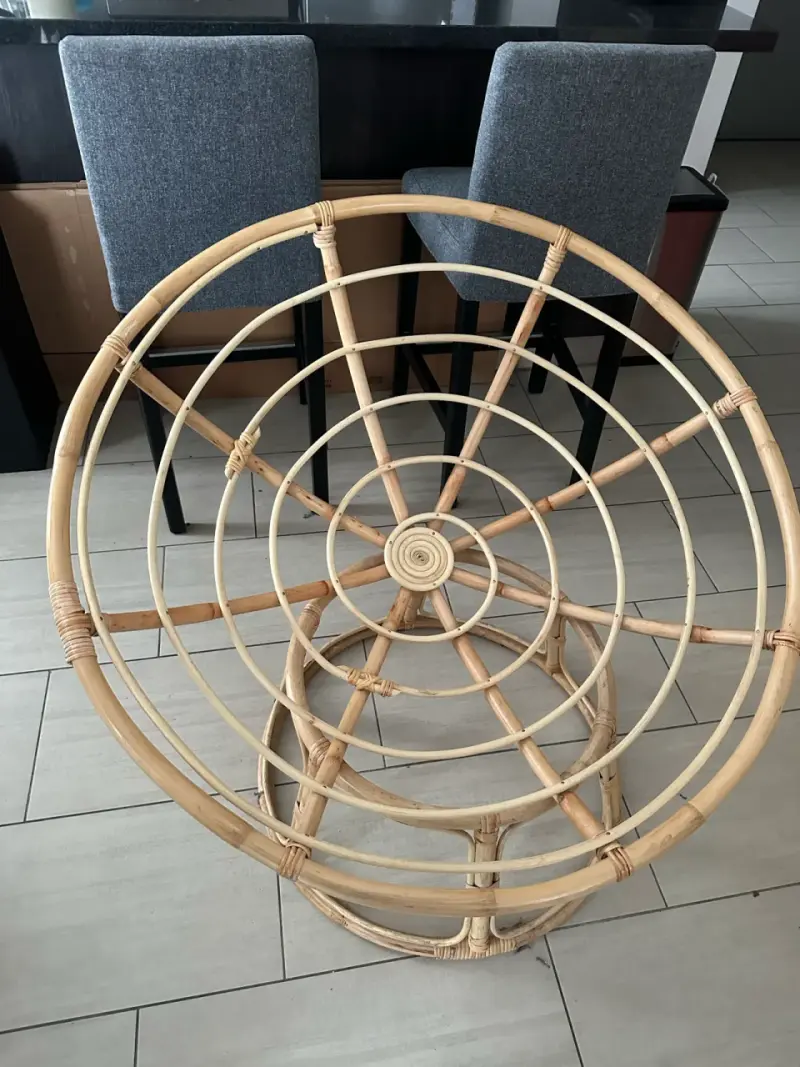 Silla Papasan de Mimbre con Cojín Blanco - 2