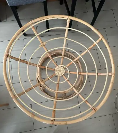 Silla Papasan de Mimbre con Cojín Blanco - miniatura 3