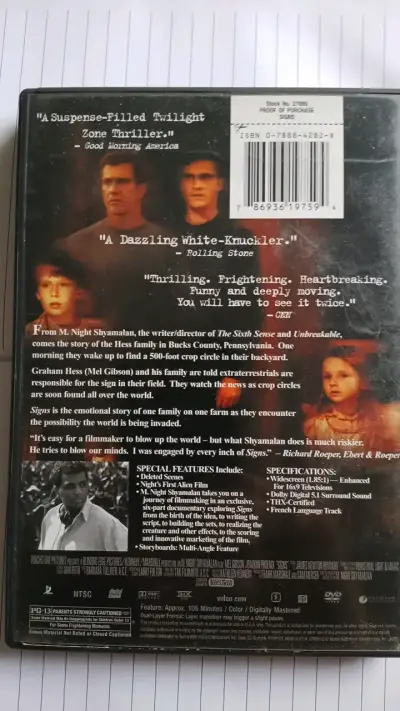 DVD de la película Signs de M. Night Shyamalan - miniatura 2