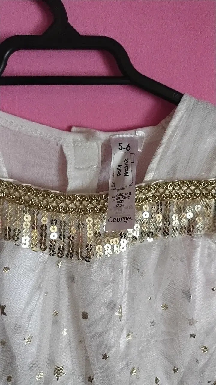 Vestido infantil blanco con estrellas doradas - 2
