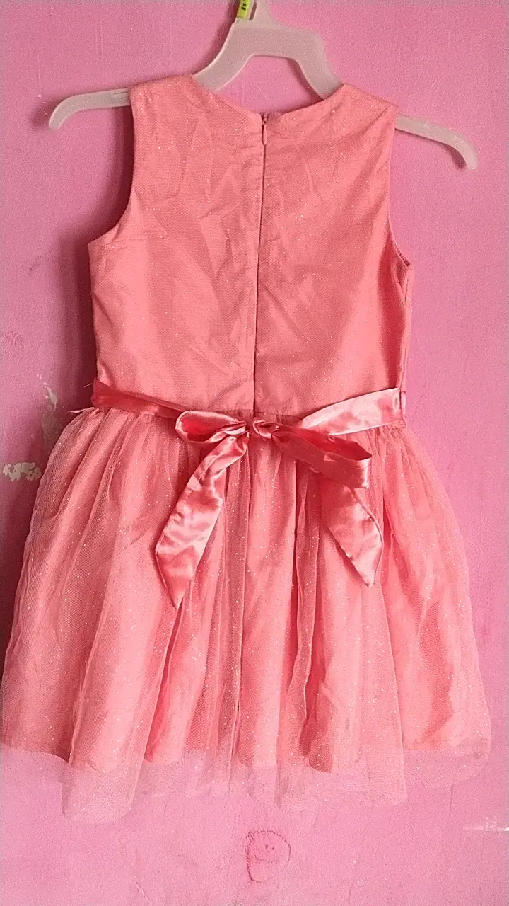 Vestido de fiesta infantil rosa con flores - 2