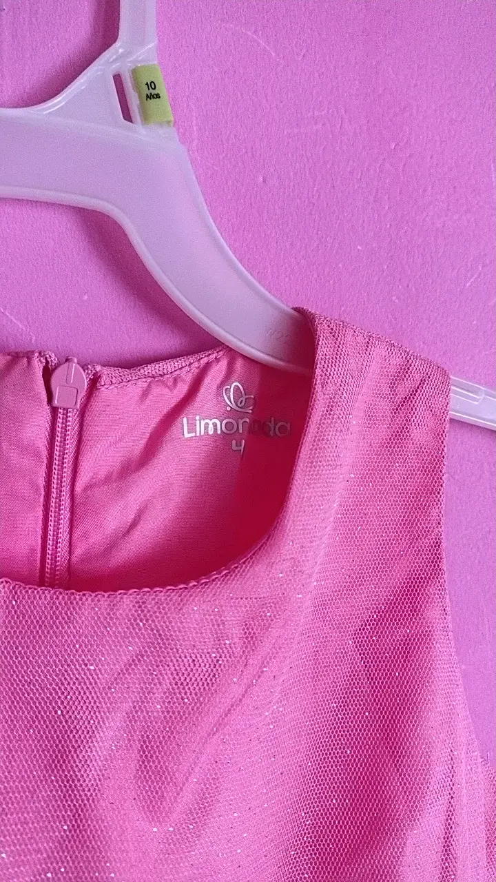 Vestido de fiesta infantil rosa con flores - 3