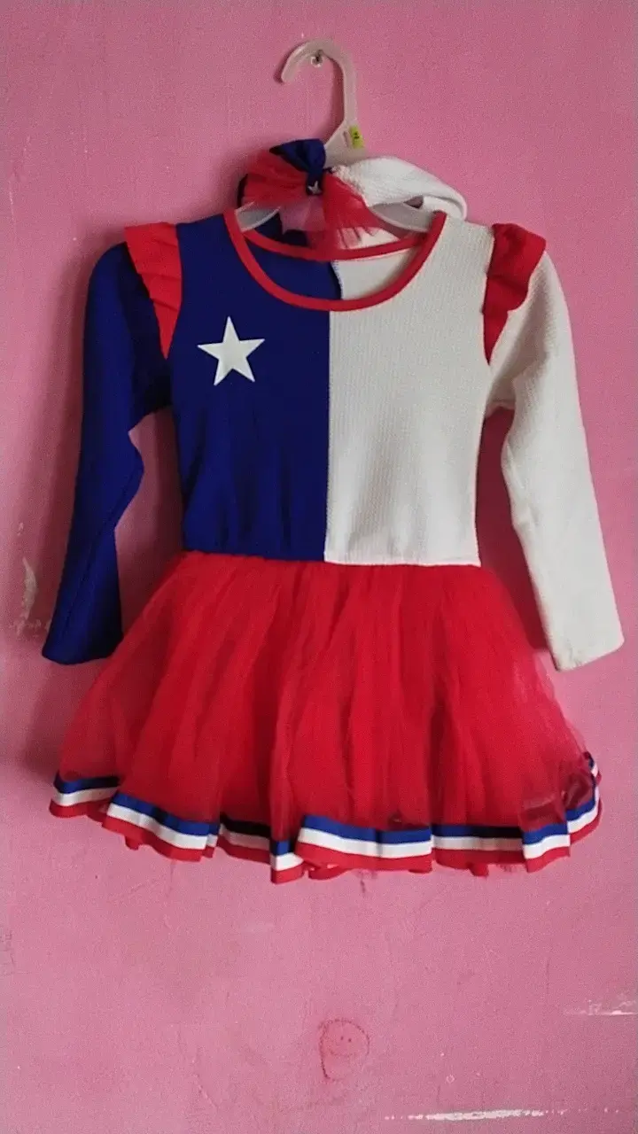 Disfraz de niña bandera chilena con tutu
