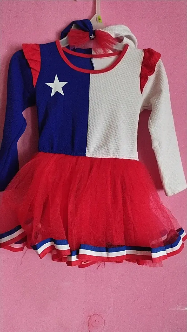 Disfraz de niña bandera chilena con tutu - 3