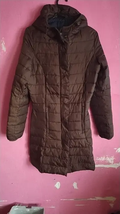 Abrigo largo acolchado marrón para mujer - miniatura 1