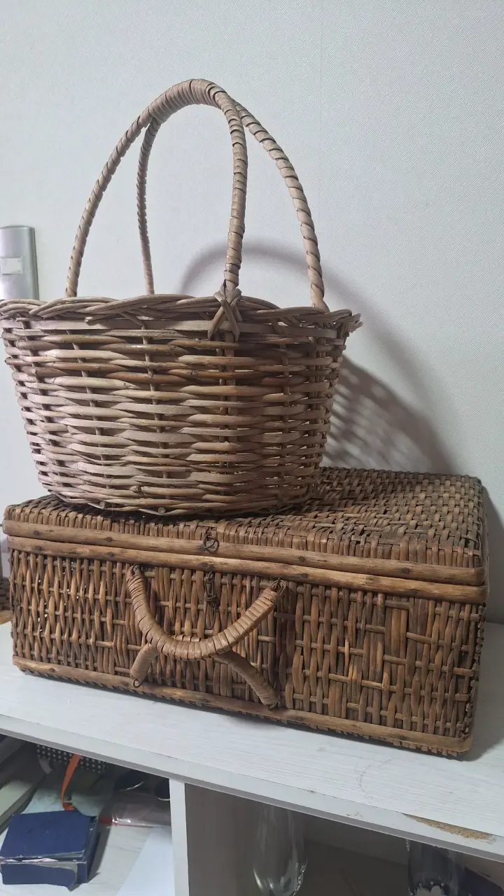 Set de canasta y baúl de mimbre decorativos - 3