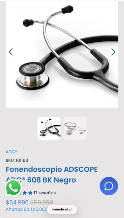 Fonendoscopio ADC Adscope 608 Negro - miniatura 4