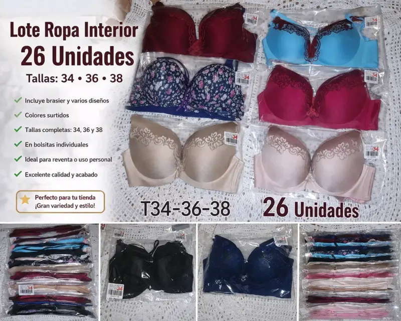 Lote de 26 sostenes en colores surtidos y varias tallas