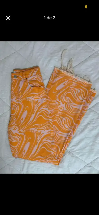 Pantalones anchos estampados naranjas - miniatura 1