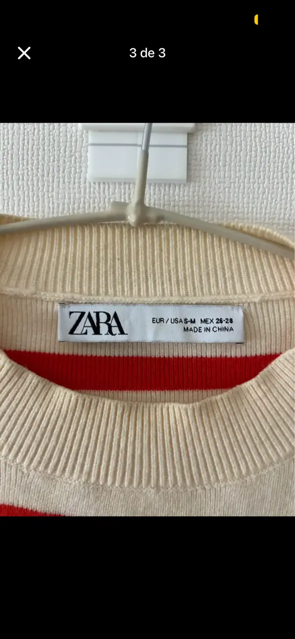 Suéter a rayas Zara beige y rojo - 3