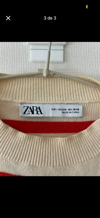 Suéter a rayas Zara beige y rojo - miniatura 3