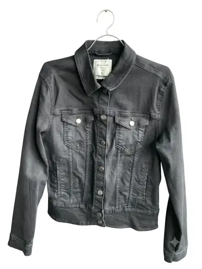 Chaqueta de mezclilla gris para mujer - miniatura 1