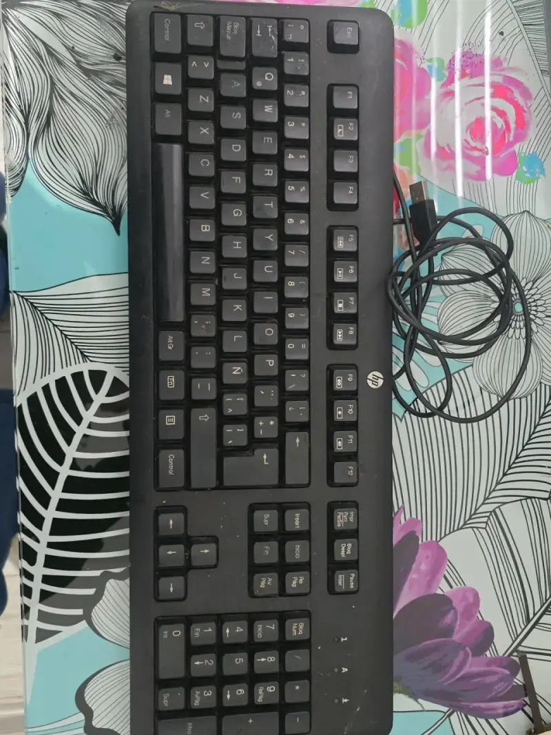 Teclado USB HP negro en buen estado