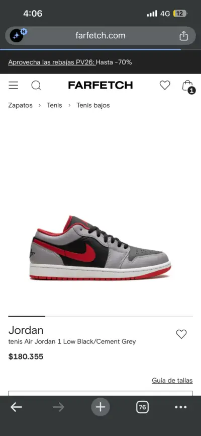 Zapatillas Air Jordan 1 Low Gris y Rojo - miniatura 4