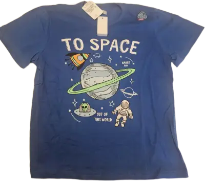 Polera azul con diseño espacial para niños - miniatura 1
