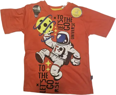 Polera infantil roja con diseño de astronauta - miniatura 1