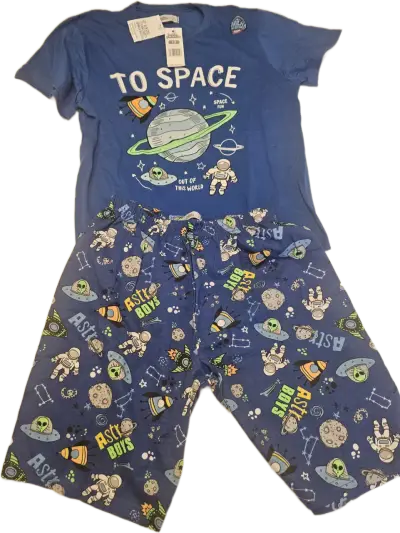 Polera azul con diseño espacial para niños - miniatura 3