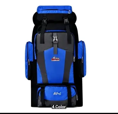 Mochila de senderismo 80L azul con múltiples bolsillos - miniatura 1