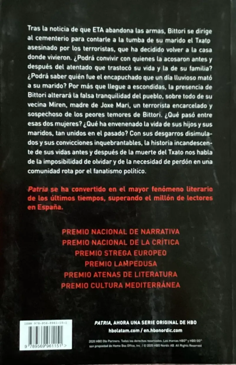 Libro 'Patria' de Fernando Aramburu - Bestseller - 2