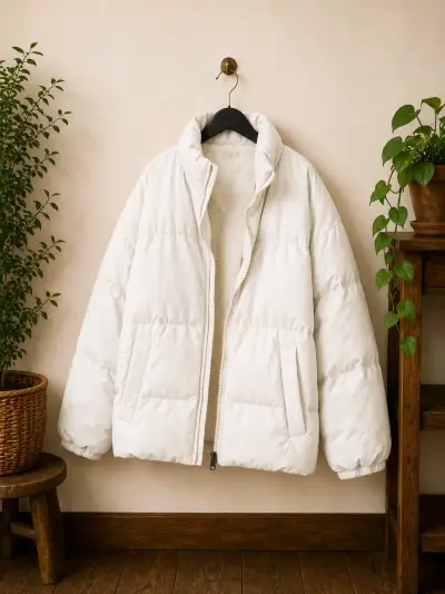 Chaqueta acolchada blanca para invierno - miniatura 3