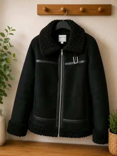 Chaqueta negra cuero con chiporro - miniatura 1
