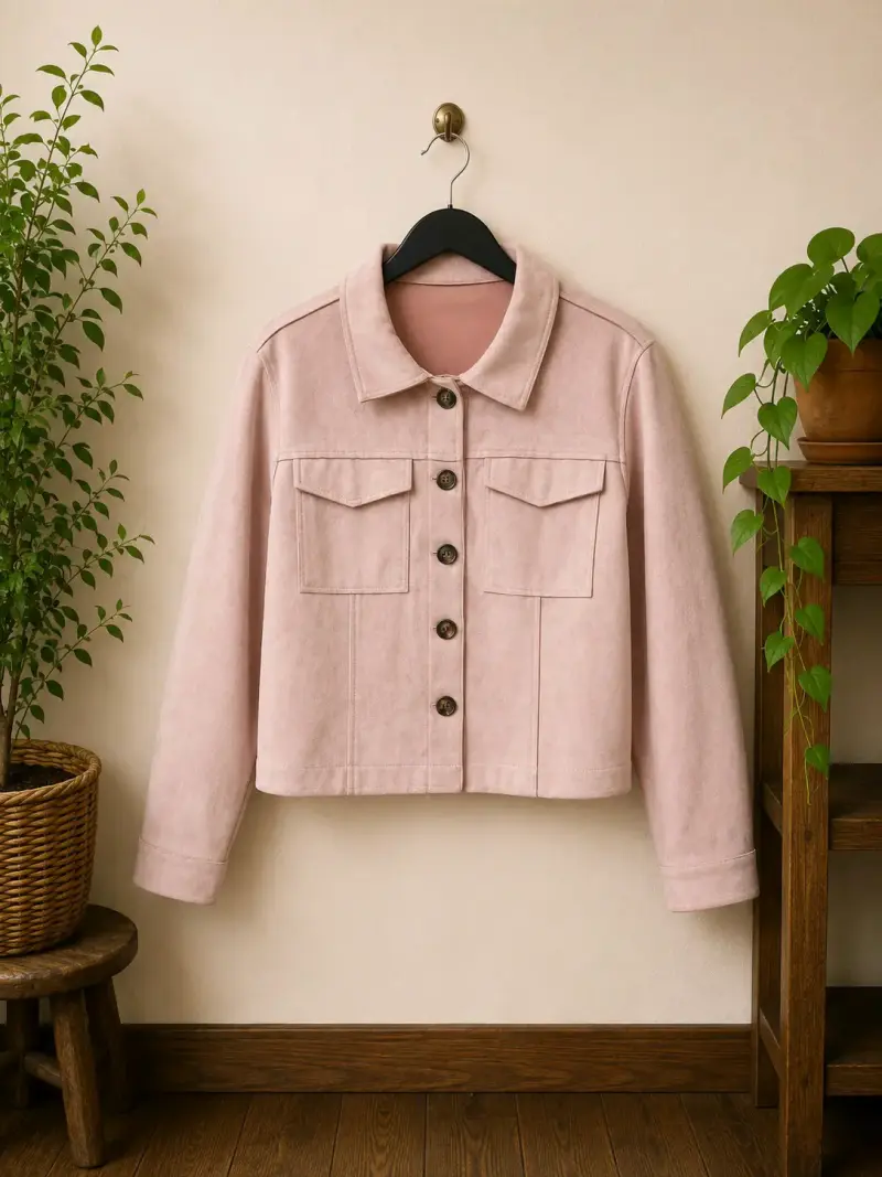 Chaqueta de gamuza rosada para mujer - 1