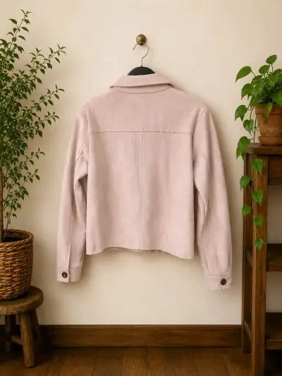 Chaqueta de gamuza rosada para mujer - miniatura 2
