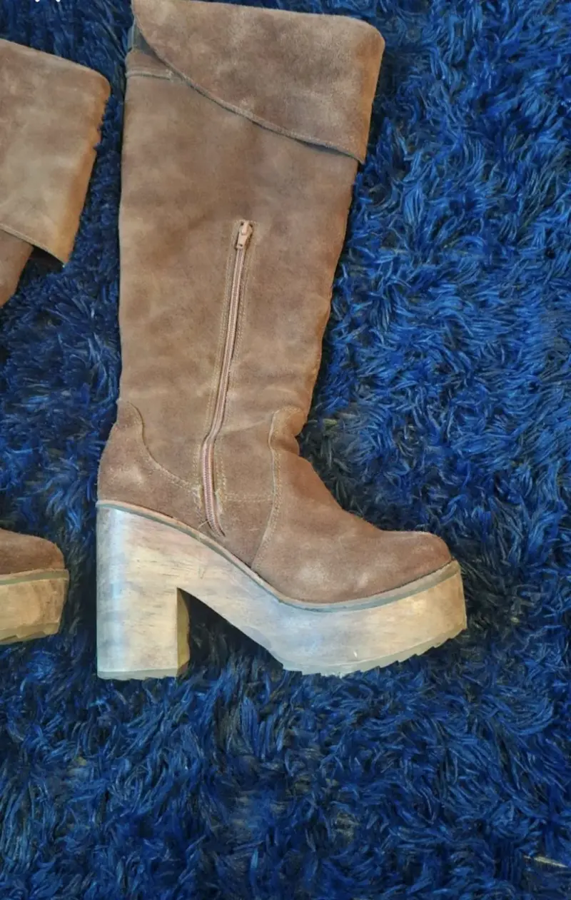 Botas de cuero marrón con plataforma - 1