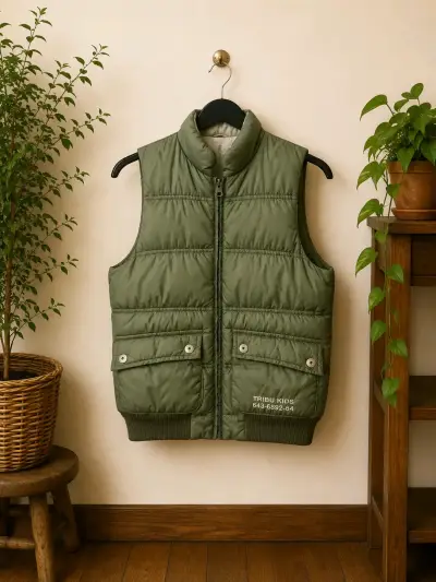 Chaleco acolchado verde para niños Tribu Kids - miniatura 1