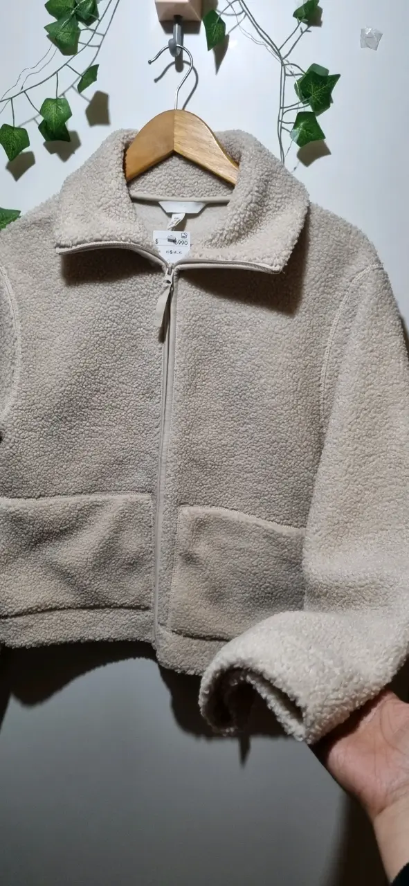 Chaqueta de lana beige para mujer - 1