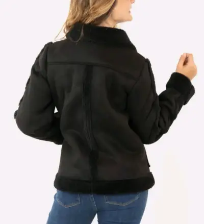 Chaqueta de invierno negra con forro de lana - miniatura 2