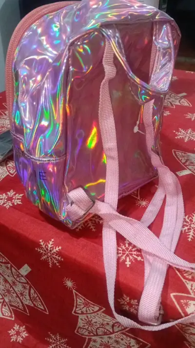 Mochila holográfica pequeña rosa - miniatura 1
