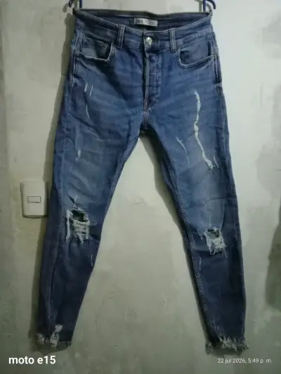 Jeans rasgados para hombre Zara azul - miniatura 1