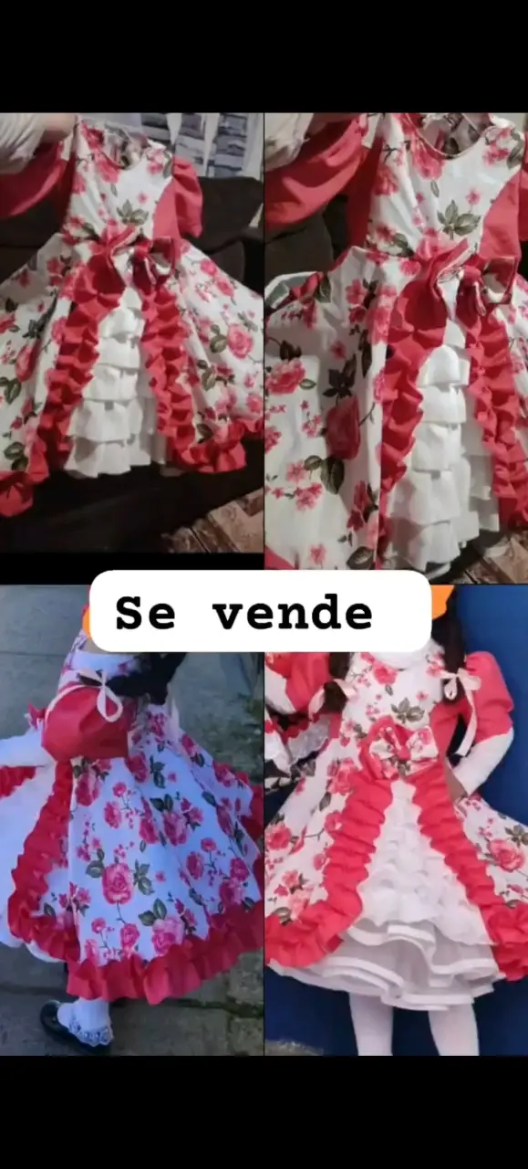Vestido de niña con flores y volantes