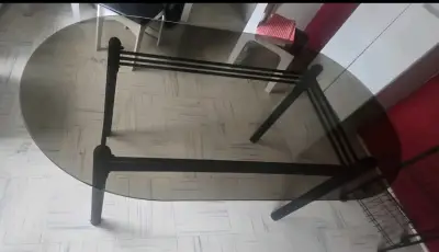 Mesa de comedor de vidrio negro moderna - miniatura 2