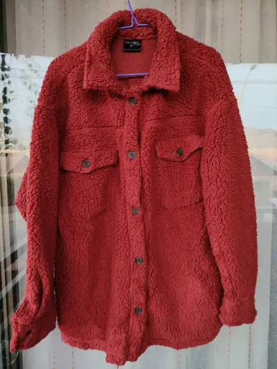 Chaqueta de polar sintético rojo para invierno - miniatura 1