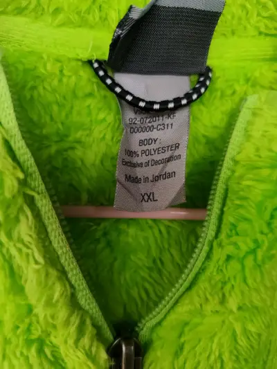 Chaqueta de felpa verde neón con capucha - miniatura 2