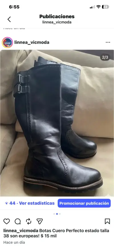 Botas de cuero negras en perfecto estado talla 38 - miniatura 2