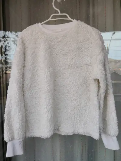 Polerón de lana sintética blanco para mujer - miniatura 1