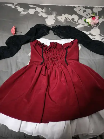 Vestido jirai key rojo con encaje negro - miniatura 3