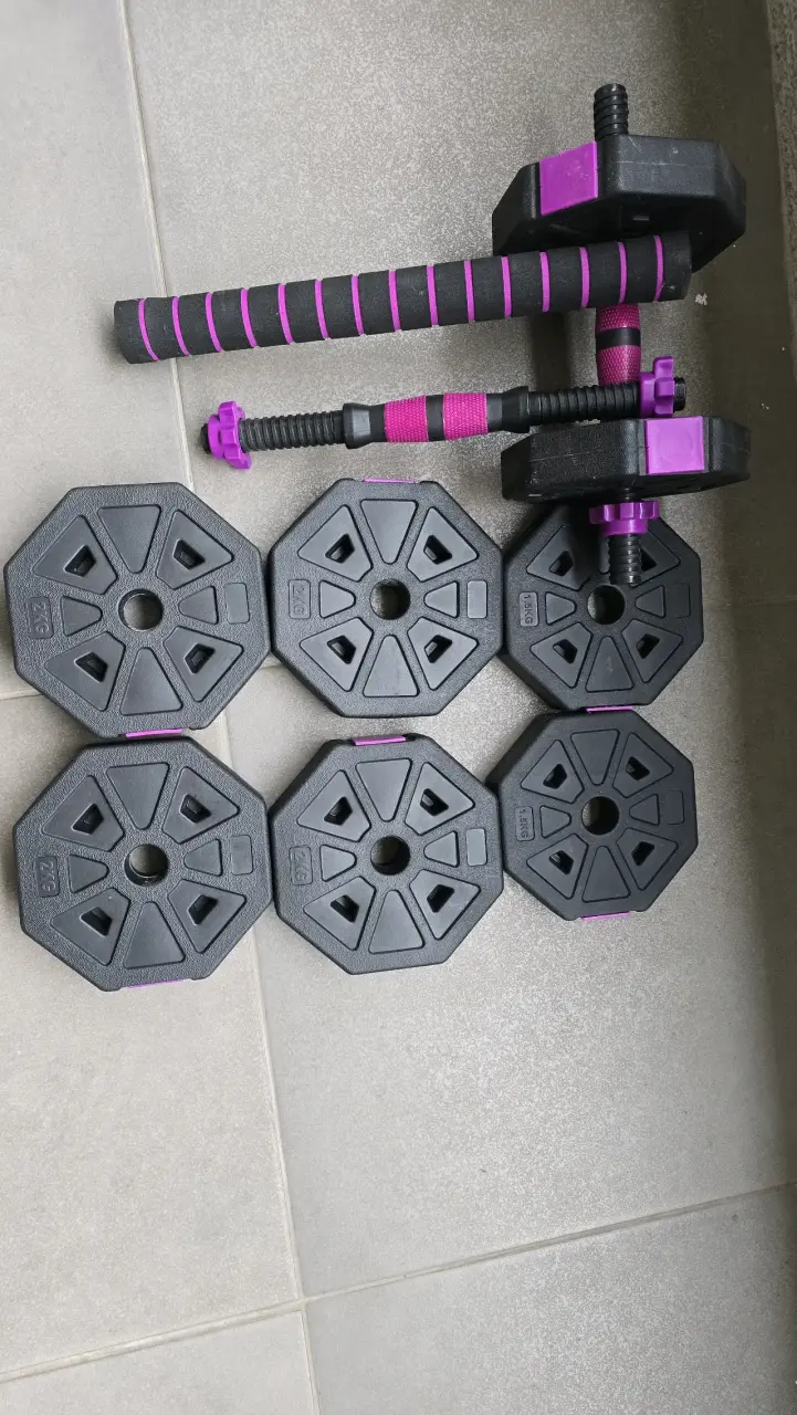 Set de pesas ajustables con mancuernas y discos