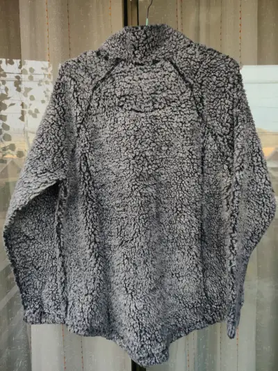 Chaqueta de lana sintética gris con cierre - miniatura 3
