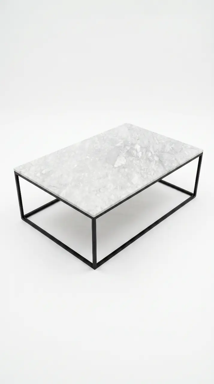 Mesa de centro de mármol con estructura metálica - 2