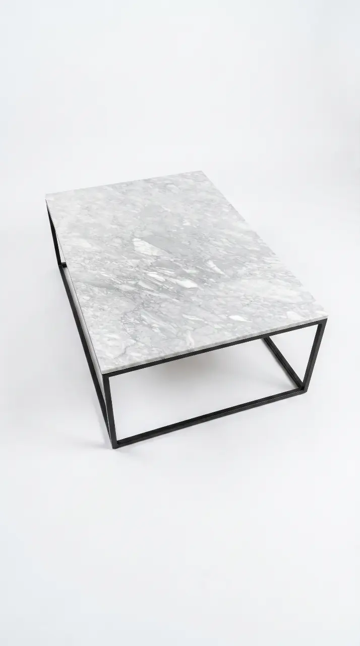 Mesa de centro de mármol con estructura metálica - 3