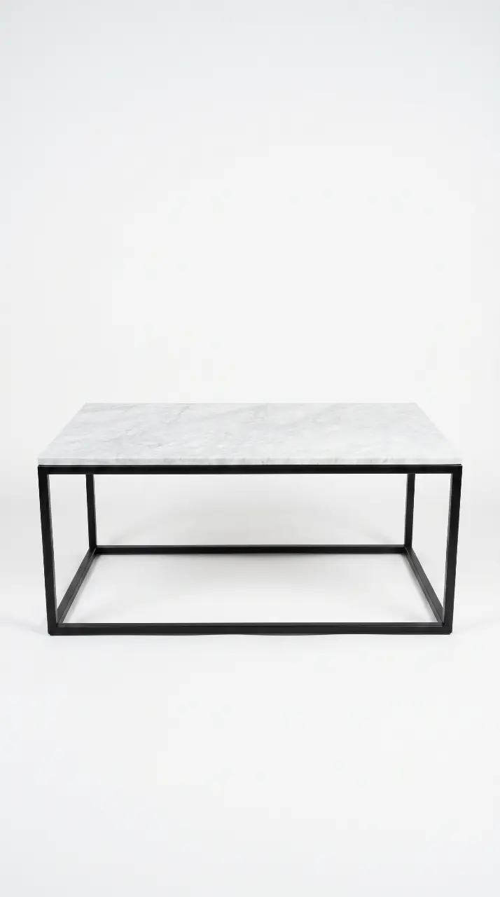 Mesa de centro de mármol con estructura metálica - 4